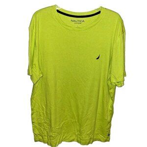 C14 Nautica Sleep Shirt Greenish Yellow Short Sleeve T-shirt Soft Sz L